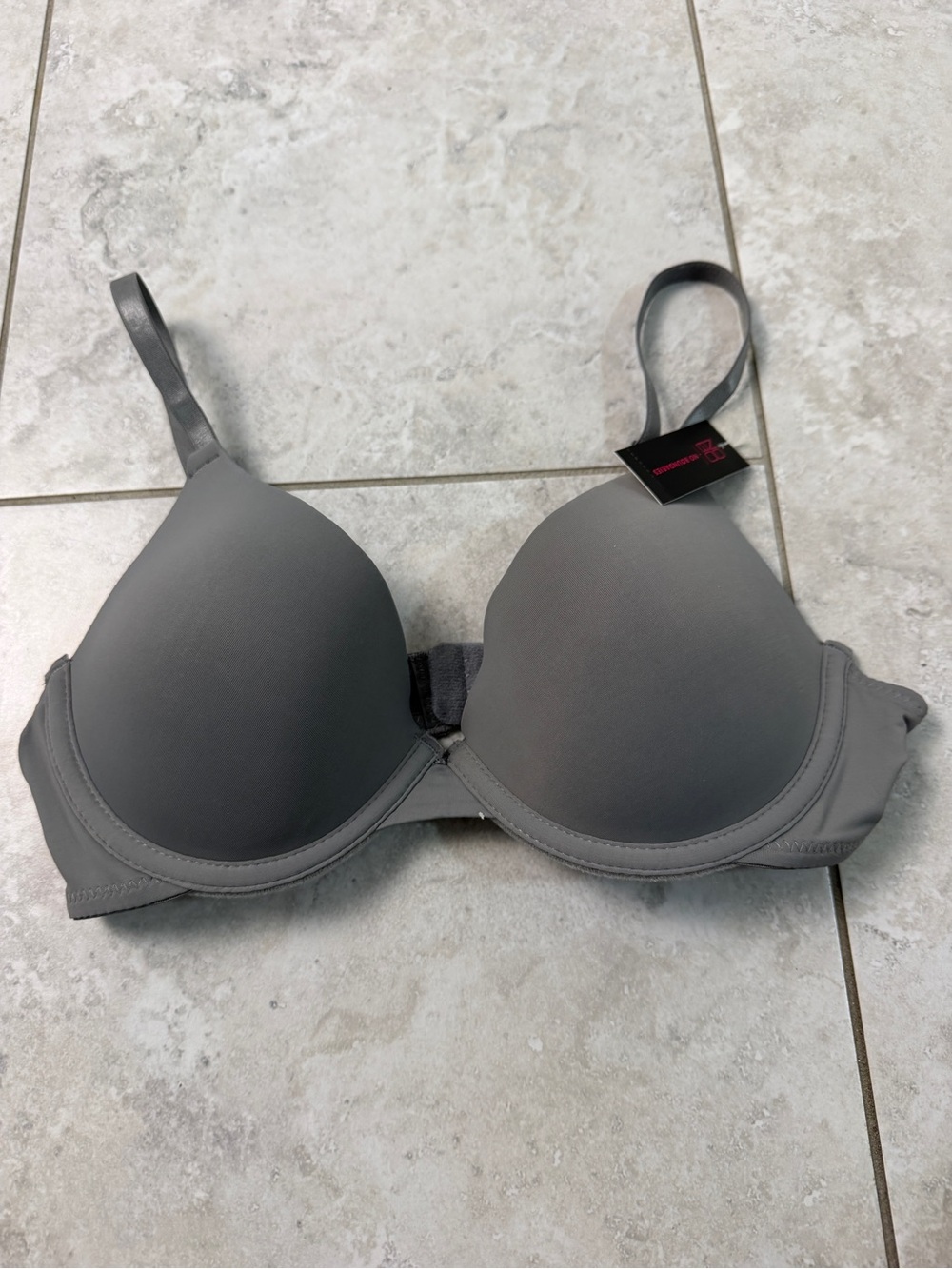 No Boundaries T-Shirt Bra 34B Gray Underwire Lightly Padded Adjustable Straps